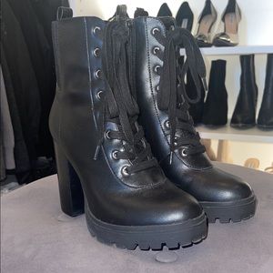 Black Combat style high heel boots